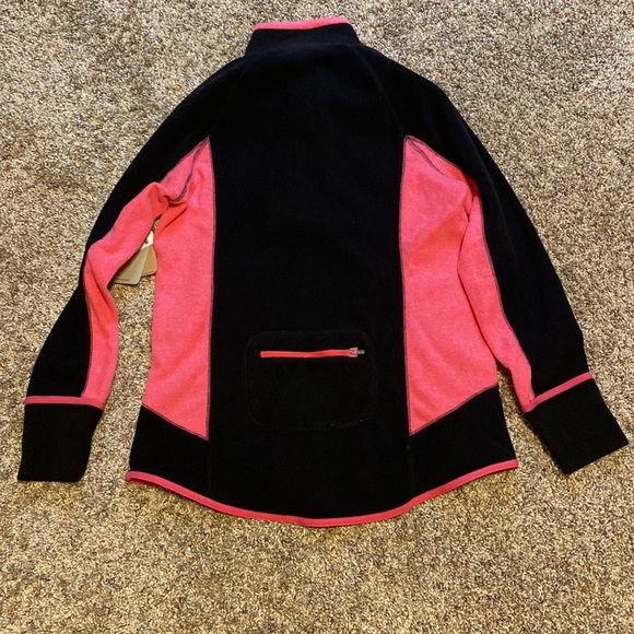 REEBOK Black Pink Polar Fleece Quarter Zip Front Size Medium - Picture 2 of 4
